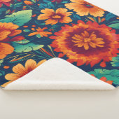 Vibrant Floral Sherpa Blanket - Large Deken (3/4)
