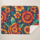 Vibrant Floral Sherpa Blanket - Large Deken (Voorkant (horizontaal))