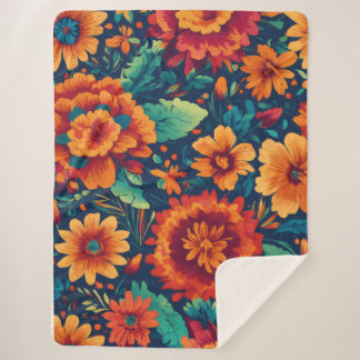 Vibrant Floral Sherpa Blanket - Large Sherpa Deken
