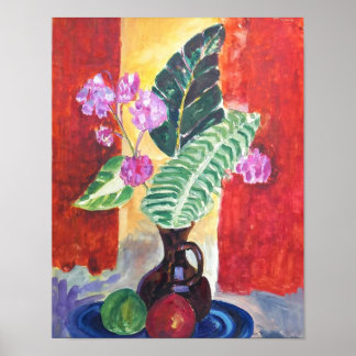 Vibrant Floral Still Life Painting Wall Art Poster