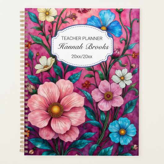 Vibrant Floral Teacher Yearly  Planner (Voorkant)
