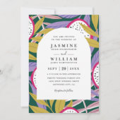 Vibrant Floral Tropical Elegant QR Code Wedding Kaart (Voorkant)