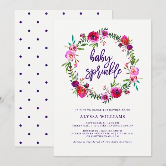 Vibrant Floral | Uitnodiging voor Baby Sprinkle (Voorkant / Achterkant)