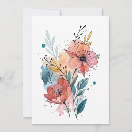 Vibrant Floral Watercolor Design Kaart (Voorkant)