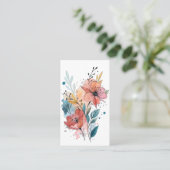 Vibrant Floral Watercolor Design Visitekaartje (Staand voorkant)