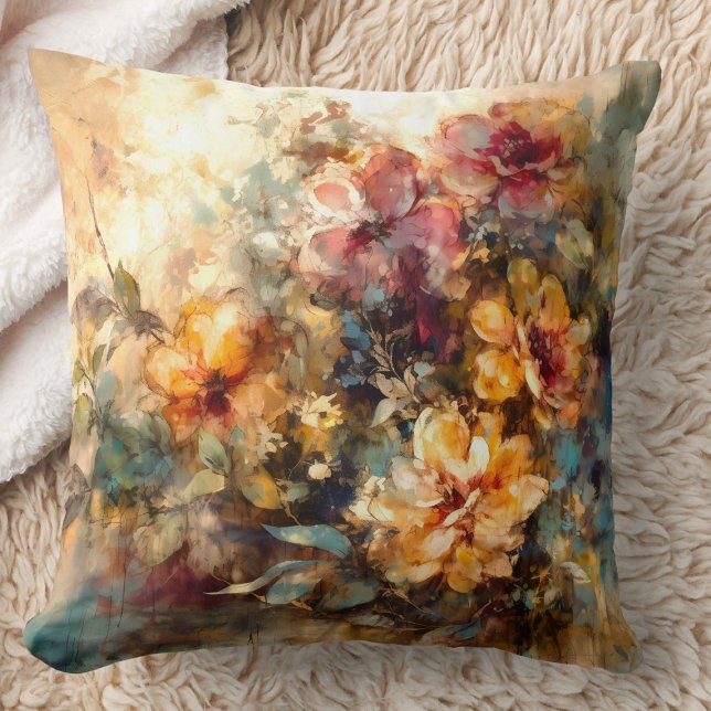 Vibrant Floral Watercolor Glow Kussen (Creator heeft geüpload)