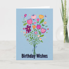 Vibrant Floral Watercolor Happy Birthday Kaart