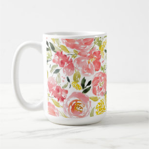 Vibrant floral waterverf patroon  koffiemok