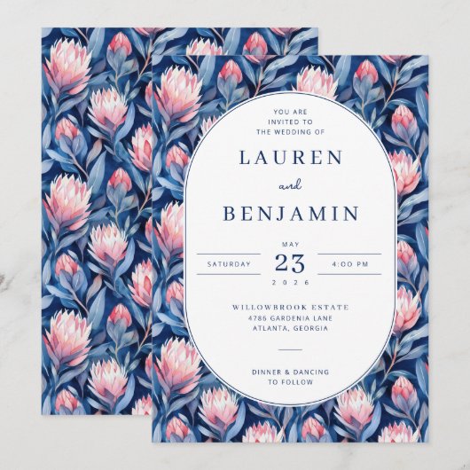 Vibrant Floral Wedding Invitation Kaart (Voorkant / Achterkant)