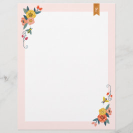 Vibrant Floral Wildbloemen en Lijst van honingbije Briefhoofd