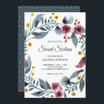 Vibrant Floral Wreath 16th Birthday Sweet Sixteen Kaart<br><div class="desc">Verrijk je gasten met deze elegante lieflijke zestien uitnodiging die voorzien is van een prachtig handgeschilderd bloemontwerp. Voeg eenvoudig uw gebeurtenisdetails op deze makkelijk te gebruiken sjabloon toe om het één-van-een-soort uitnodiging te maken. Knip de kaart om een blauw grijs en wit patroon van stippen op de rug van de...</div>