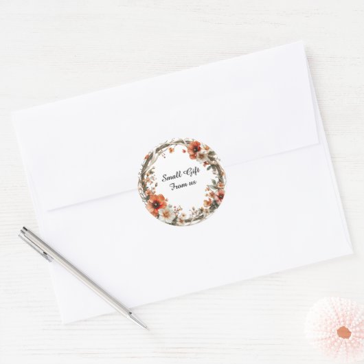 Vibrant Floral Wreath Ronde Sticker (Envelop)