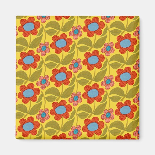 Vibrant Flower Pattern Magnet (Voorkant)