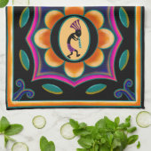 Vibrant Flower Southwestern Kokopelli Theedoek (Gevouwen)