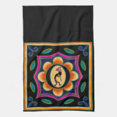 Vibrant Flower Southwestern Kokopelli Theedoek (Verticaal)