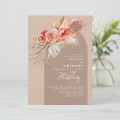 Vibrant Flowers and Pampas Grass Boho Wedding Kaart (Staand voorkant)