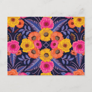 Vibrant Flowers & Ferns Briefkaart