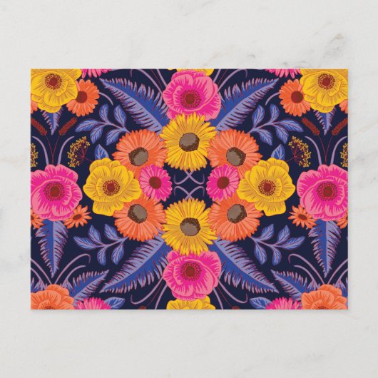 Vibrant Flowers & Ferns Briefkaart (Voorkant)