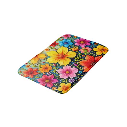 Vibrant Flowers: Garden of Joy Art Badmat (Gekanteld)