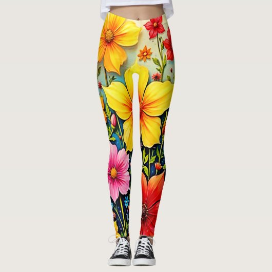 Vibrant Flowers: Garden of Joy Art Leggings (Voorkant)