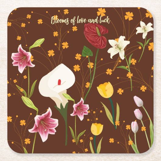 Vibrant Flowers Kartonnen Onderzetters (Voorkant)