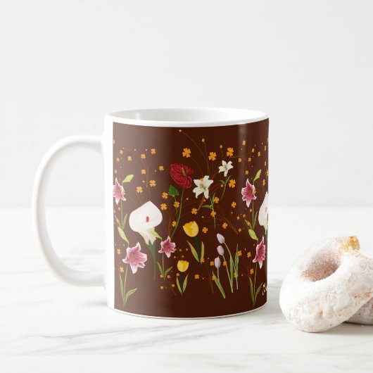 Vibrant Flowers Koffiemok (Met donut)