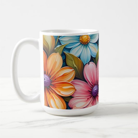 Vibrant Flowers Koffiemok (Links)