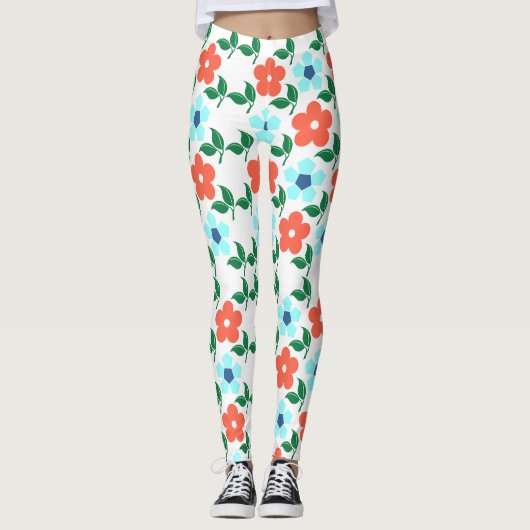 Vibrant Flowers & Leaf Leggings (Voorkant)