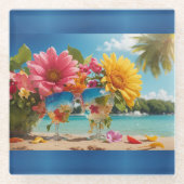 Vibrant Flowers Onderzetter Glazen Onderzetter (Voorkant)