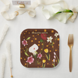 Vibrant Flowers Papieren Bordje