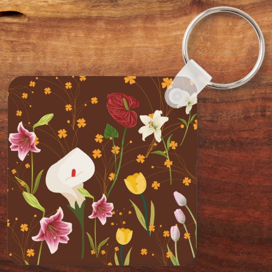 Vibrant Flowers Sleutelhanger (Achterkant)