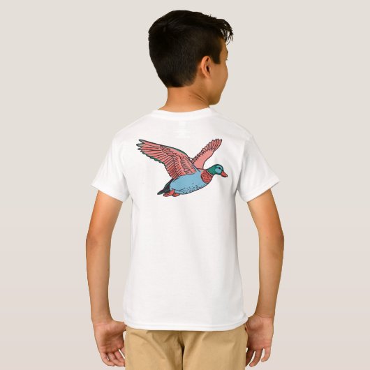 Vibrant Flying Duck Illustration T-shirt (Achterkant volledig)