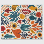 Vibrant Folk Art Floral Seamless Pattern Cadeaupapier (Vlak)