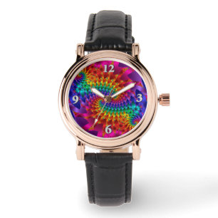 Vibrant Fractal Dragons Horloge