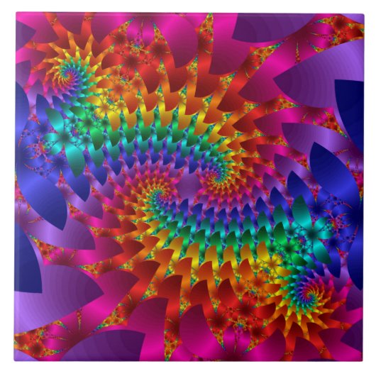Vibrant Fractal Dragons Tile Tegeltje (Voorkant)
