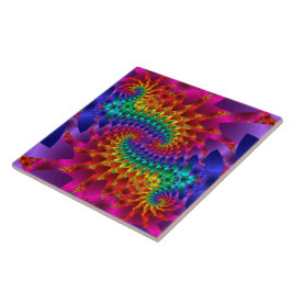 Vibrant Fractal Dragons Tile Tegeltje