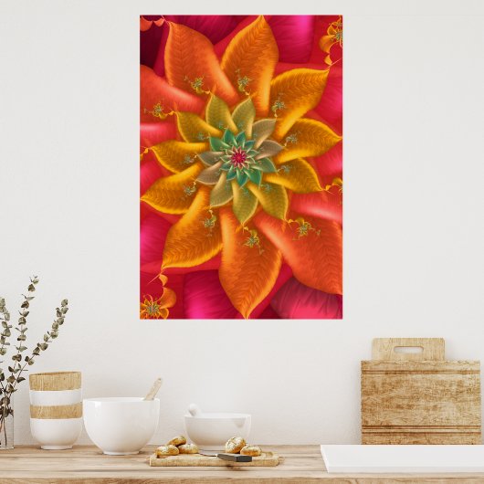 Vibrant Fractal Spiral Poster (Keuken)