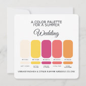 Vibrant Fuchsia Citrus Summer Wedding Palette Card Kaart (Achterkant)