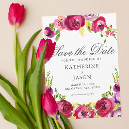 Vibrant Fuchsia Pink Floral Spring Garden Save The Date