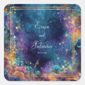 Vibrant Galaxy Wedding Vierkante Sticker (Voorkant)