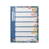 Vibrant Garden Floral Weekly Planner Notepad Blue Notitieblok (Linkerzijde)