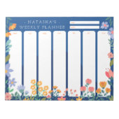 Vibrant Garden Floral Weekly Planner Notepad Blue Notitieblok (Voorkant)