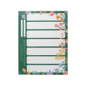 Vibrant Garden Floral Weekly Planner Notepad Green Notitieblok (Linkerzijde)