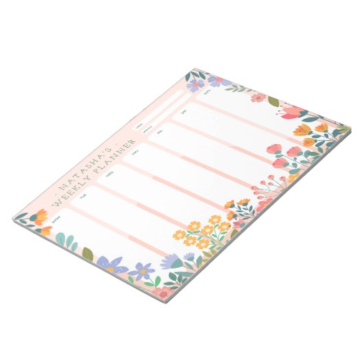 Vibrant Garden Floral Weekly Planner Notepad Notitieblok (Schuin)