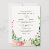 Vibrant Garden Rustic Colorful QR Code Wedding Kaart (Voorkant)