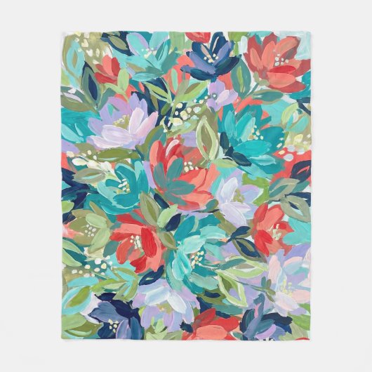 Vibrant Garden Symphony Fleece Deken (Voorkant)