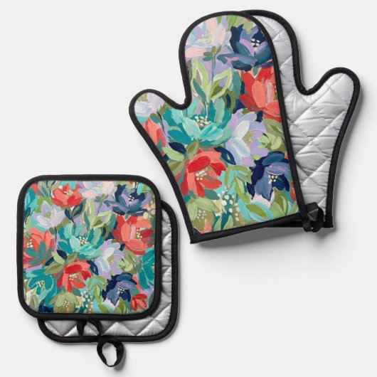 Vibrant Garden Symphony Ovenwant & Pannenlap Set (Voorkant / Achterkant)