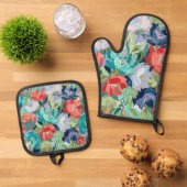 Vibrant Garden Symphony Ovenwant & Pannenlap Set (Top down)
