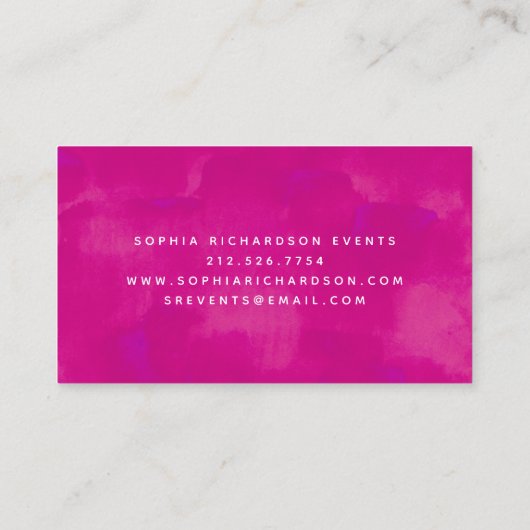 Vibrant gebold roze | Waterverf en script Visitekaartje (Achterkant)