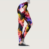 Vibrant Geel Oranje Paars Abstracte Rook Leggings (Rechts)